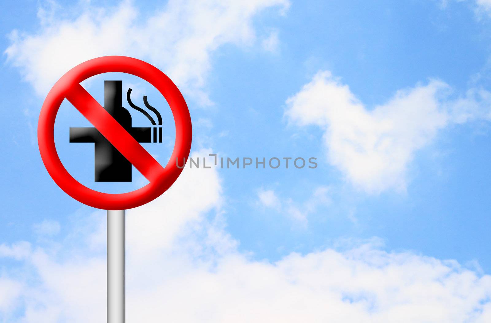 no smoking and no alcohol sign with blue sky by geargodz