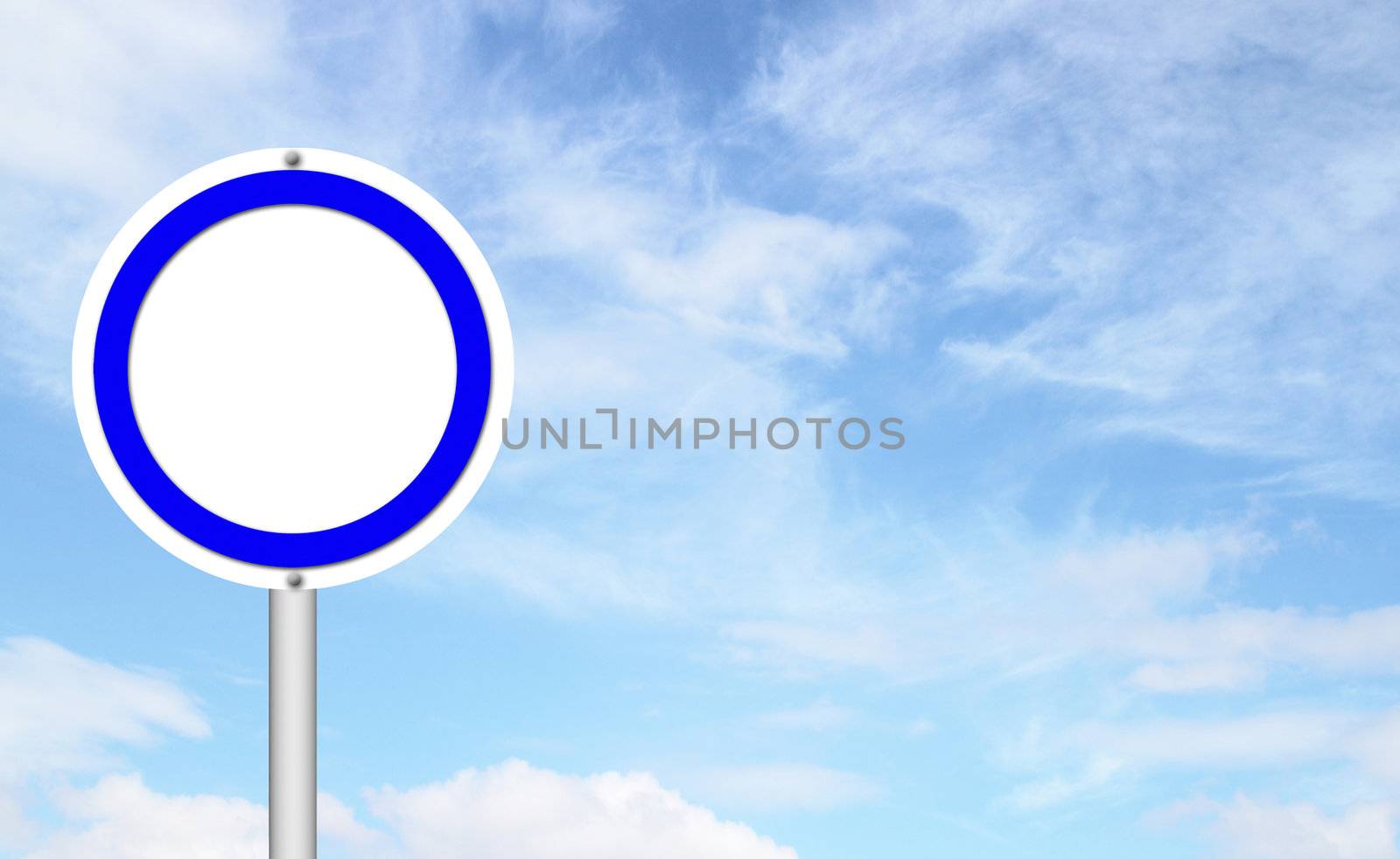 blank circle sign with blue sky background