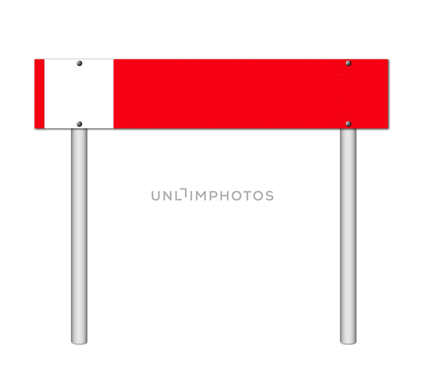 red sign on white background