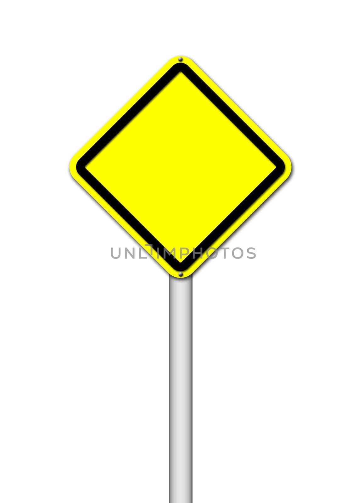 Yellow blank sign on white background