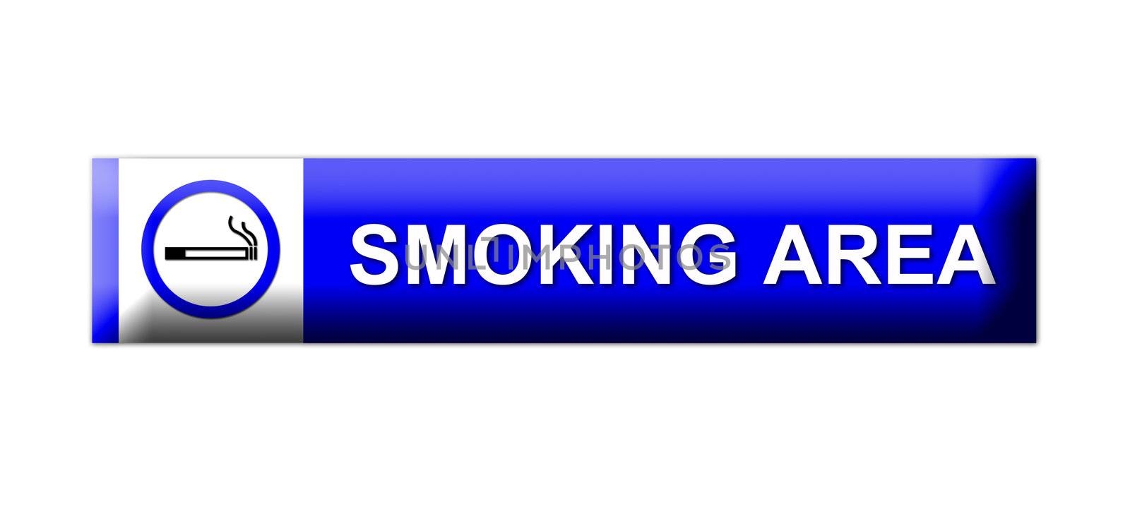 3D smoking area sign on white background