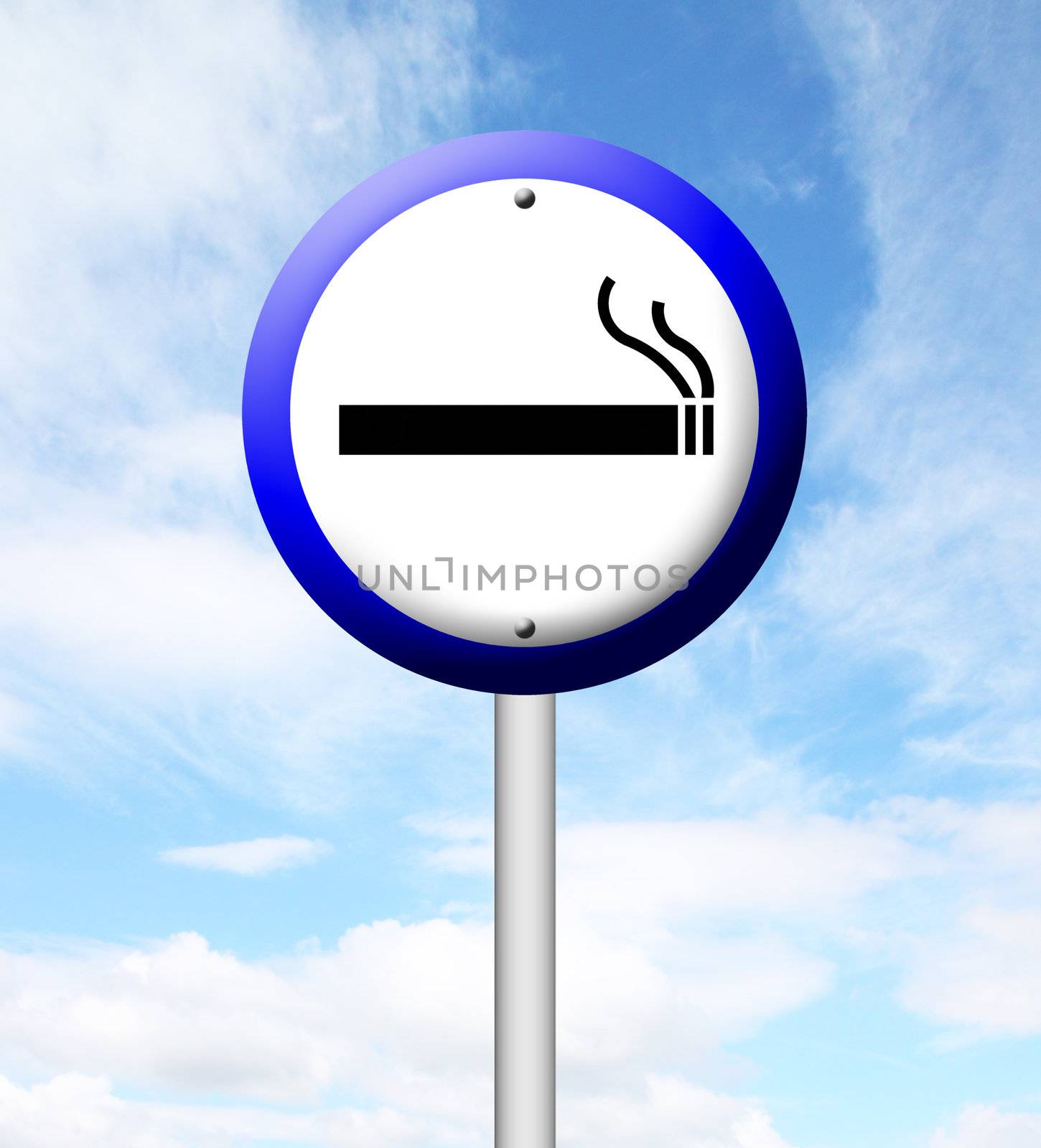 3D smoking area sign with blue sky by geargodz