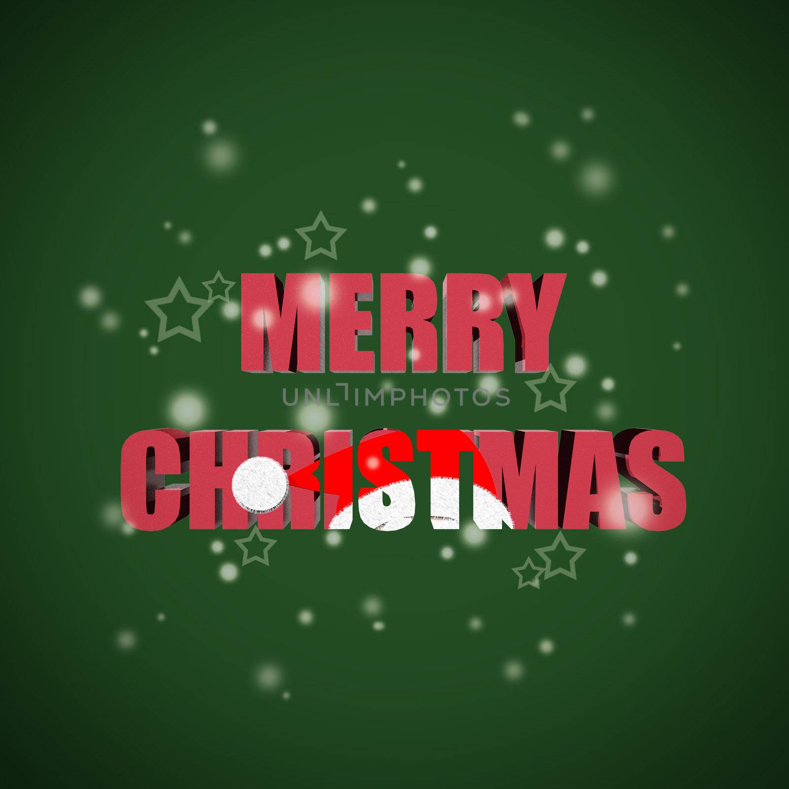 Merry Christmas lettering on green background