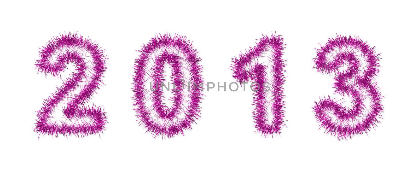 pink tinsel forming 2013 year number on white