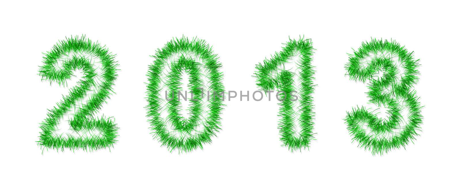 green tinsel forming 2013 year number on white
