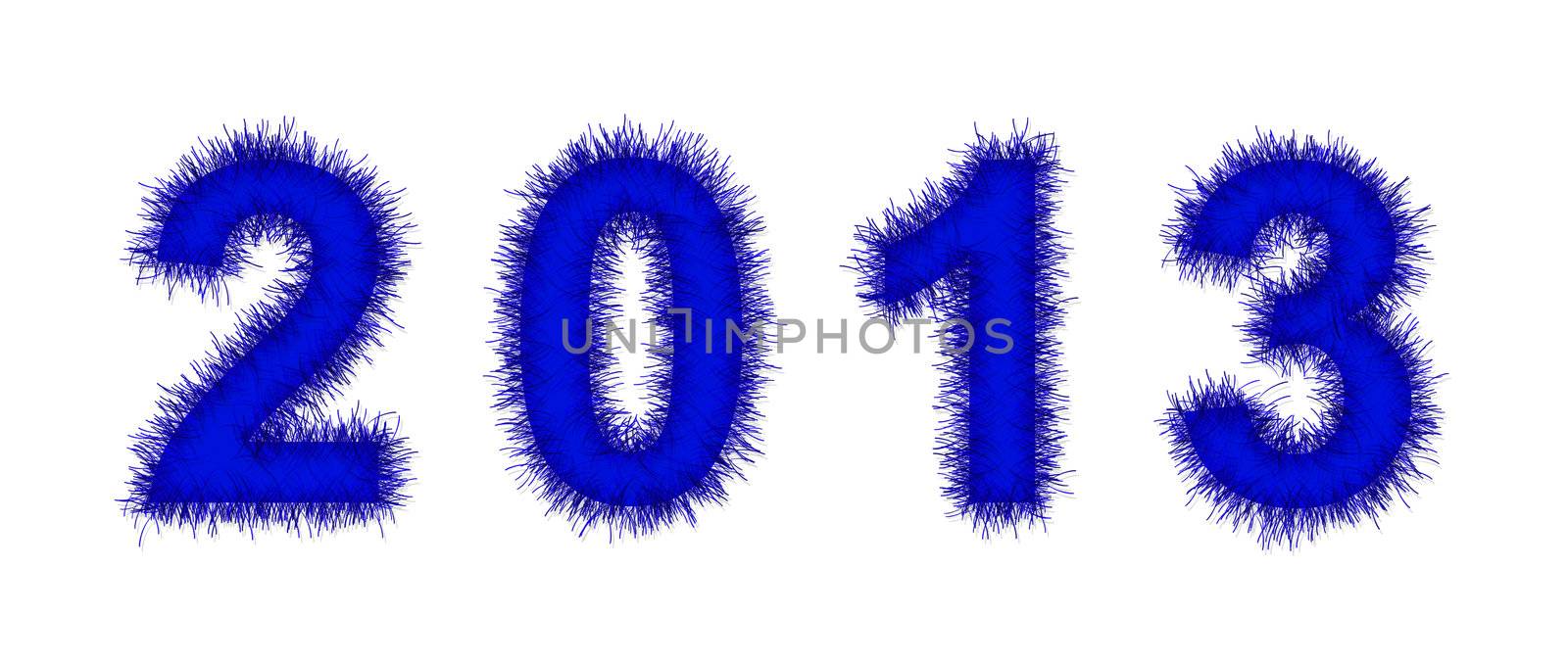 blue tinsel forming 2013 year number on white