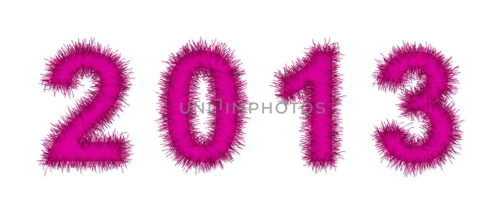pink tinsel forming 2013 year number on white