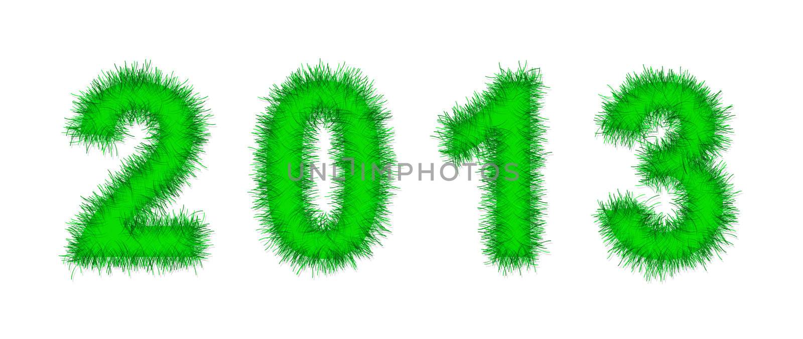 green tinsel forming 2013 year number on white