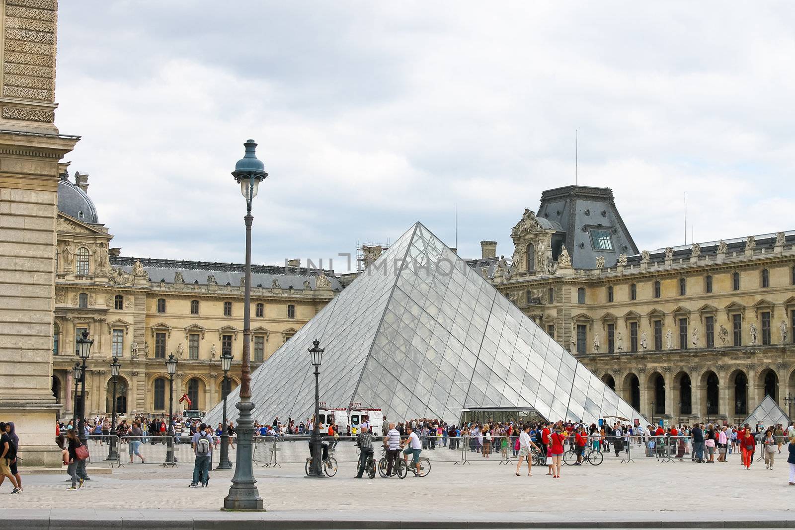 People in the square in front of the Louvre. Paris. France