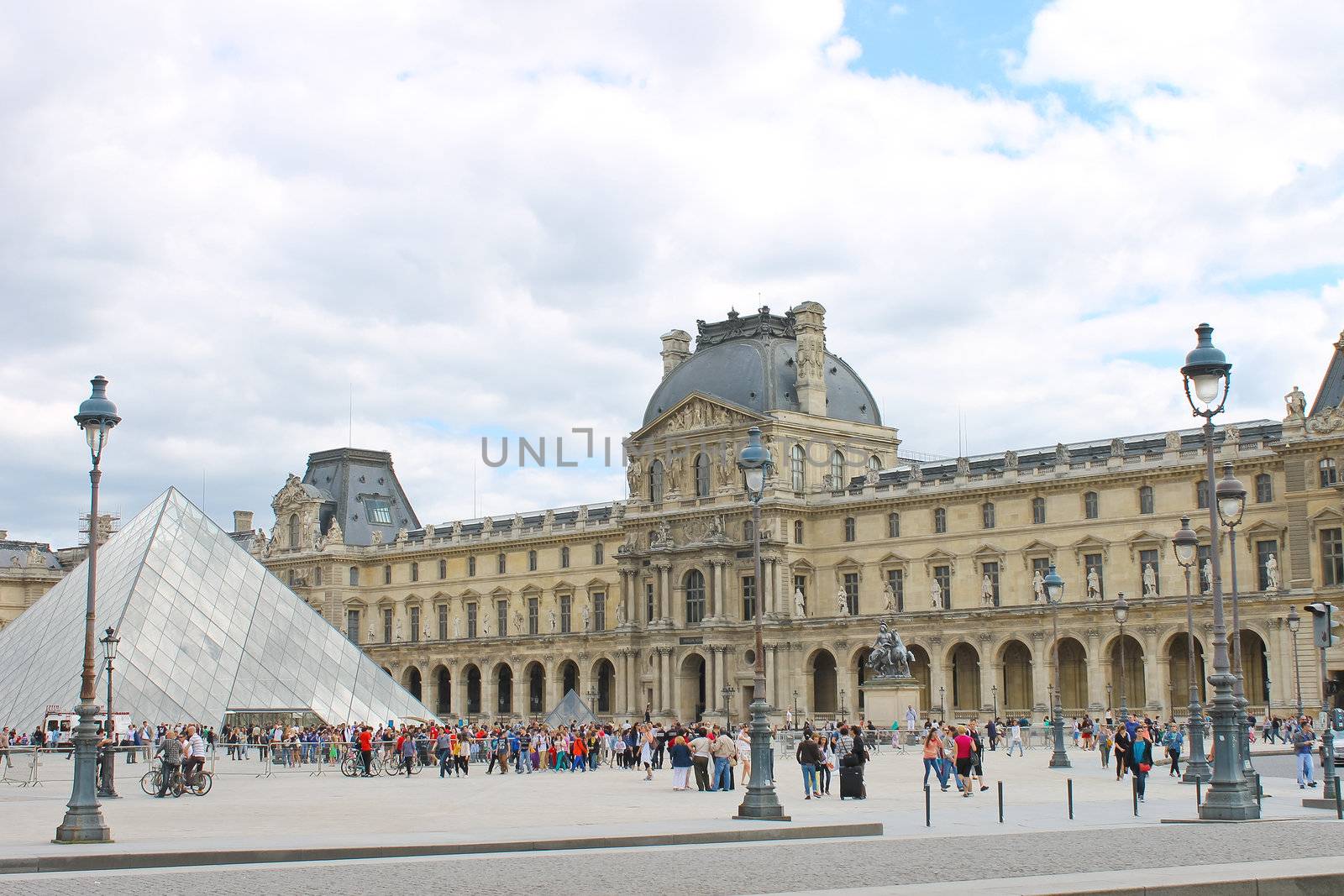 People in the square in front of the Louvre. Paris. France