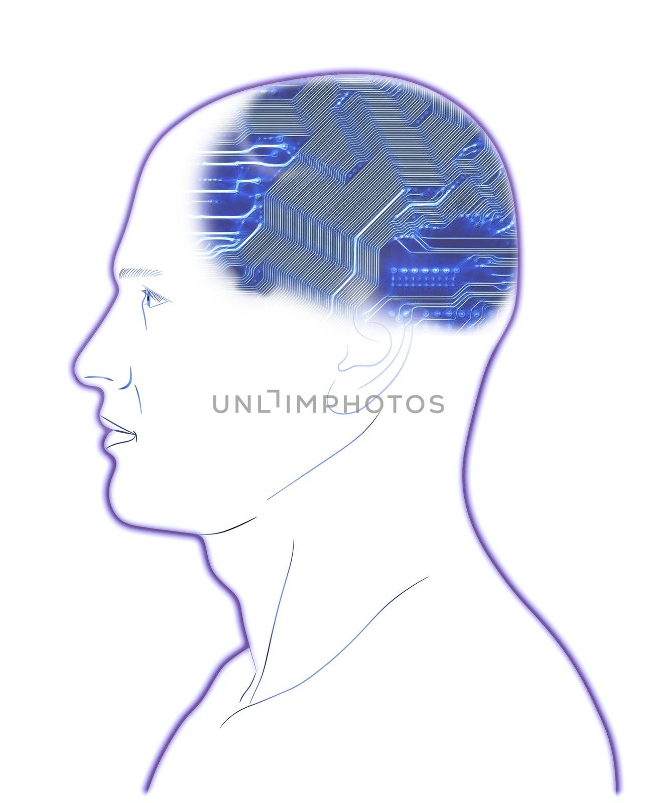 Abstract image - Computer In Head - Brain - Intelligence - Thinking