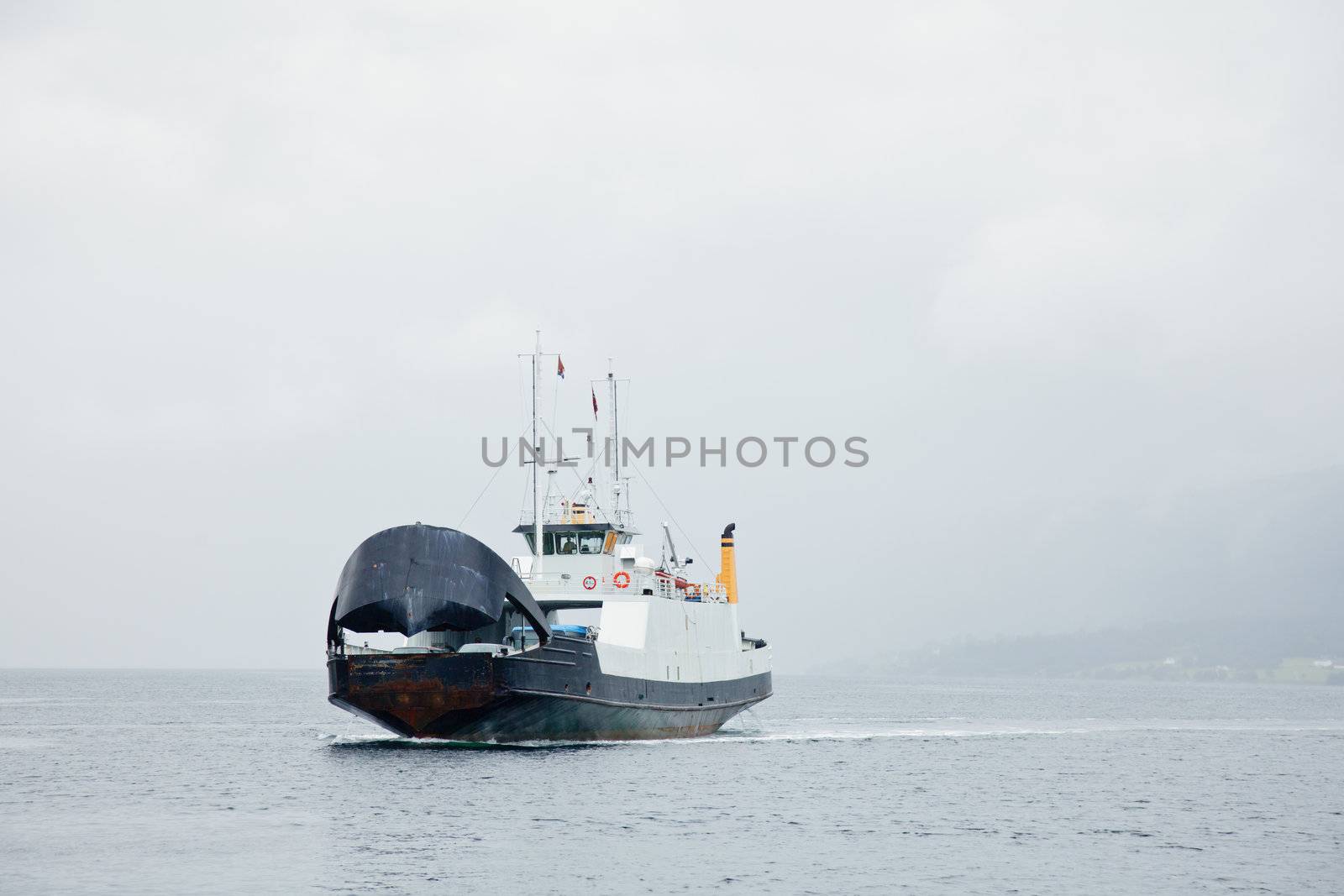 Ferry boat in Norwegian fjord