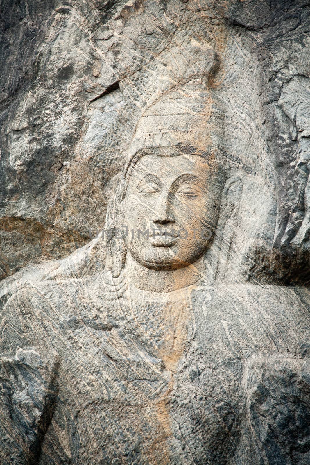 Buddha statue at Buduruvagala temple in Sri Lanka