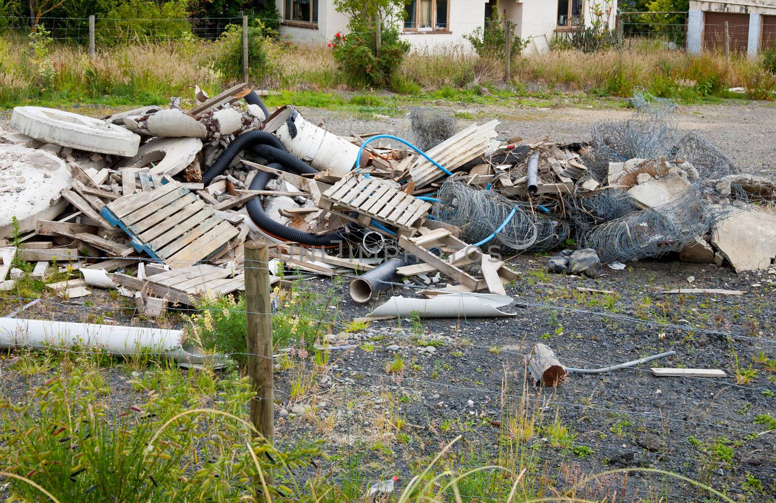 Roadside dumping of construction debris and rubbish