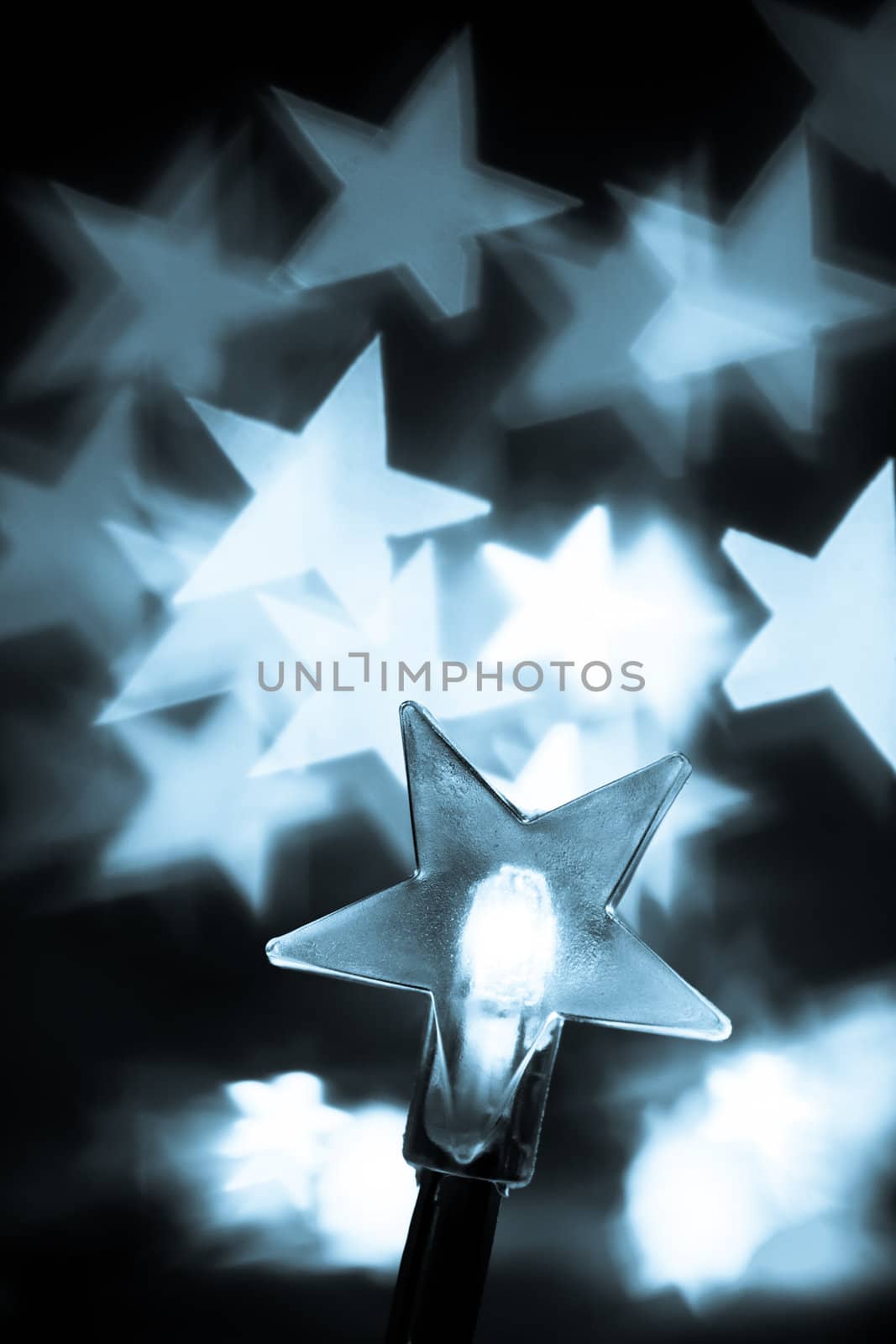 Star shaped Christmas lights, shallow DOF