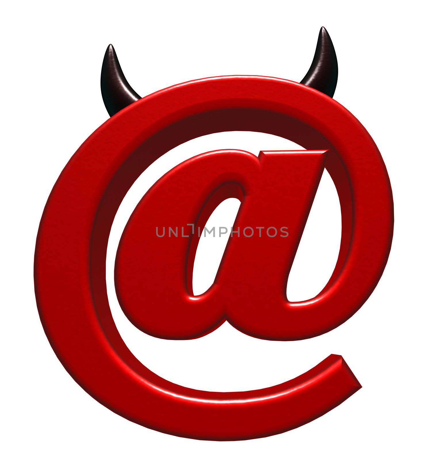 email symbol with horns on white background - 3d illustration