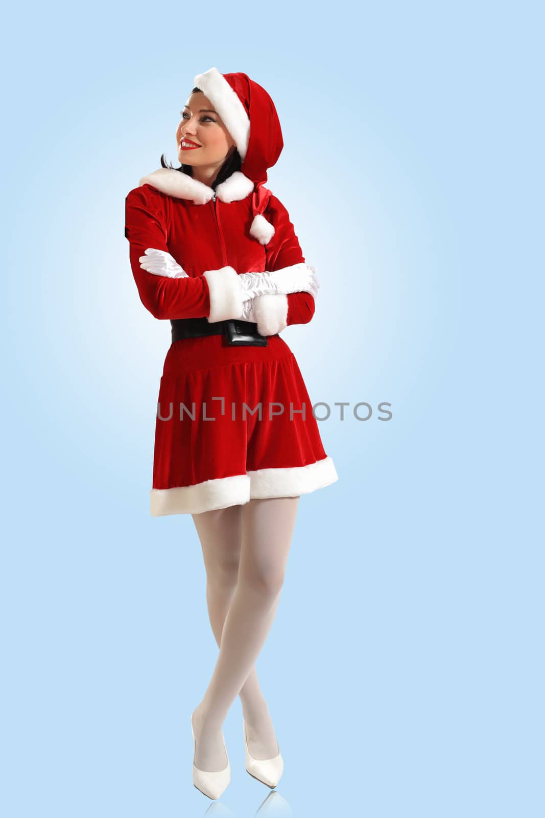 Attracive girl in santa clothes by sergey_nivens