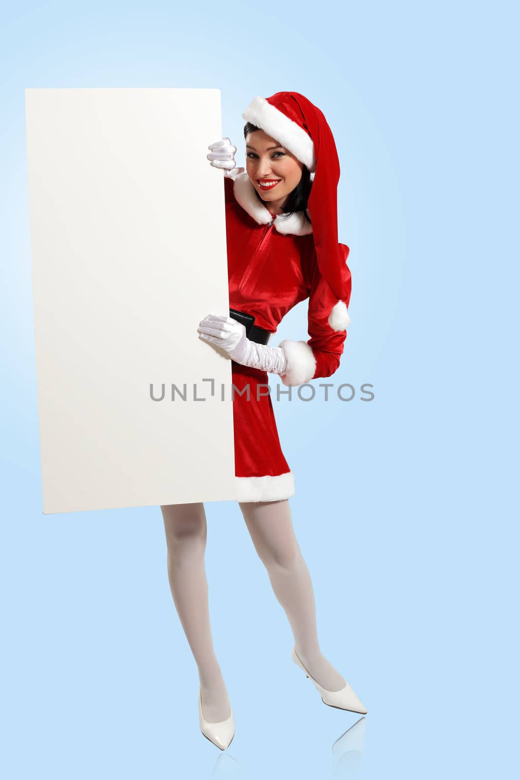 santa girl with a blank banner by sergey_nivens