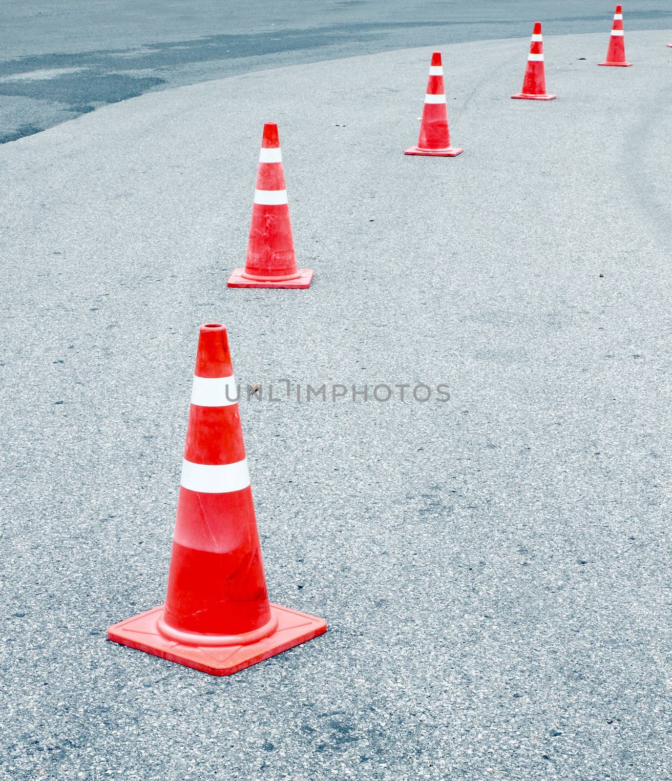 traffic cones on the road