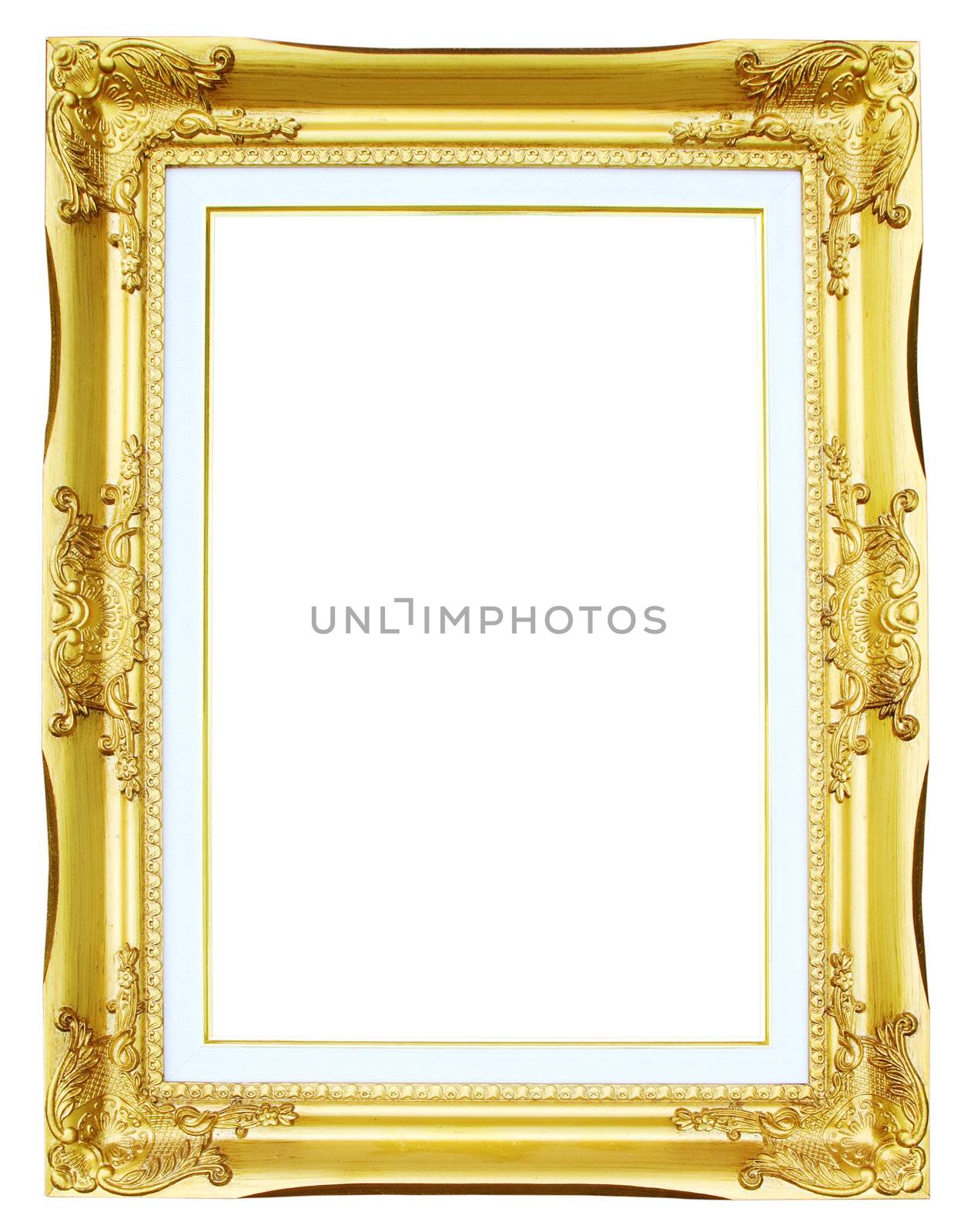 golden frame picture on white background