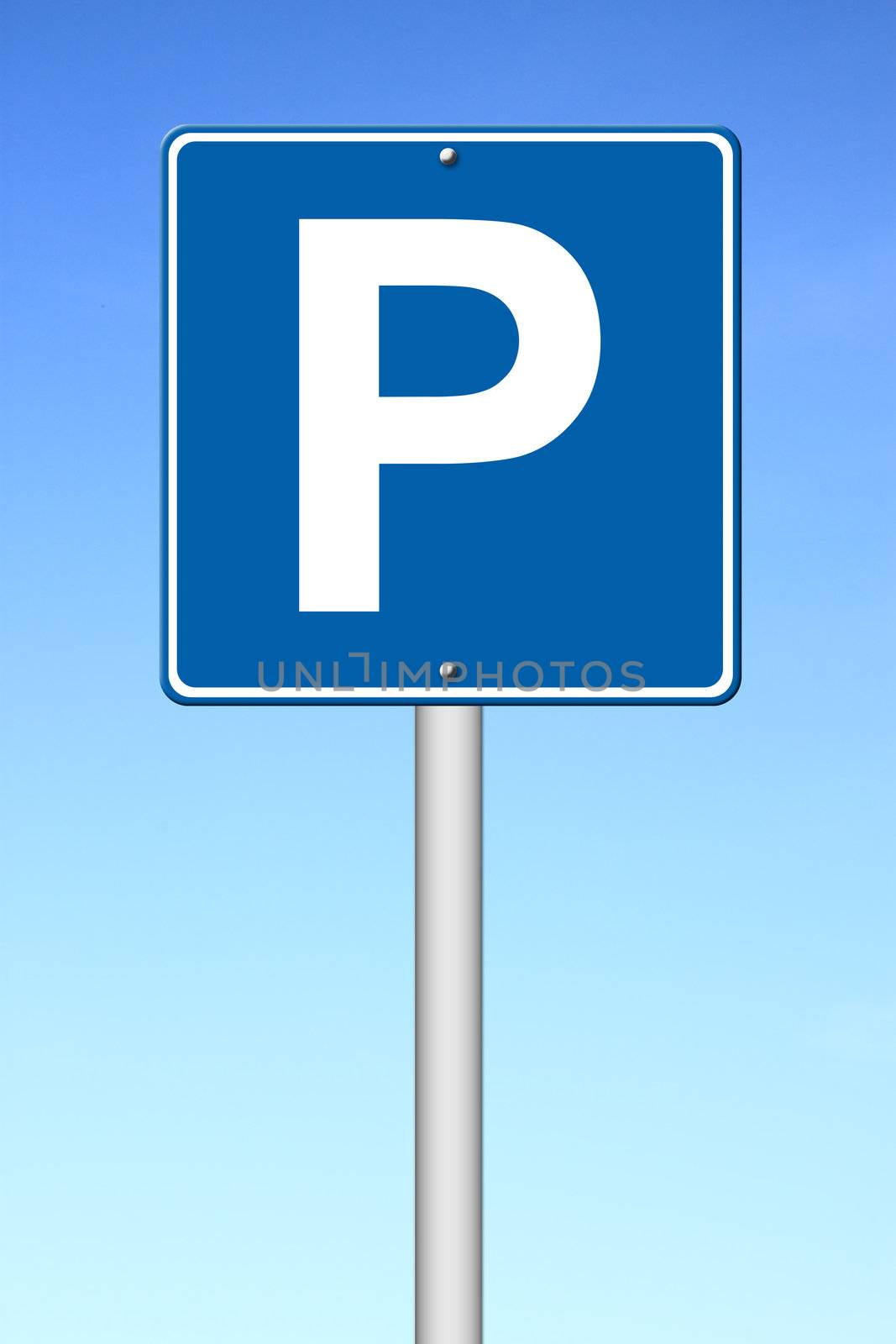 Parking traffic sign with blue sky