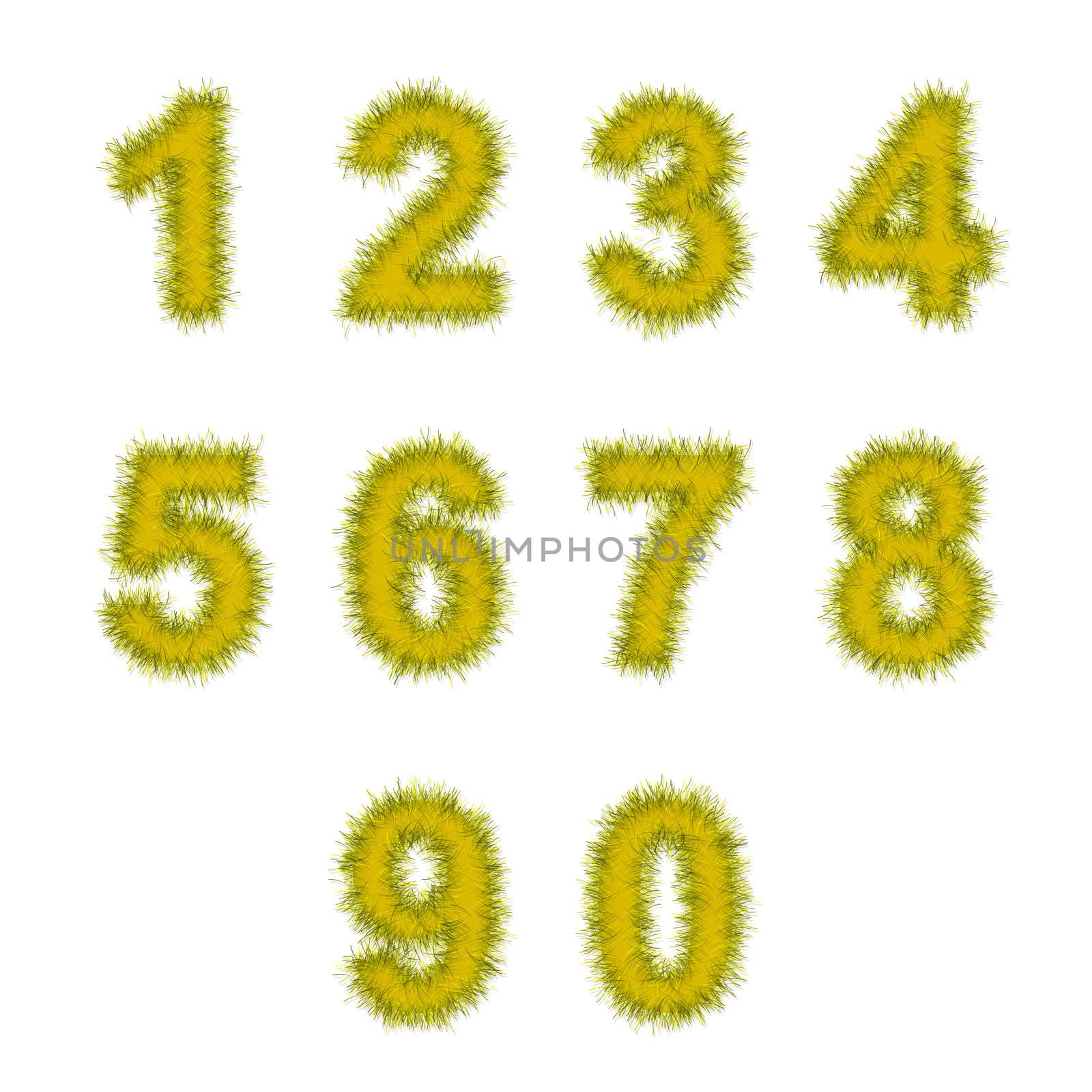 yellow tinsel digits on white by geargodz