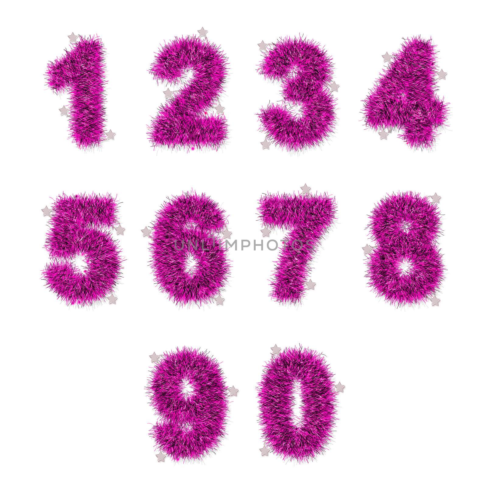 pink tinsel digits with star on white by geargodz