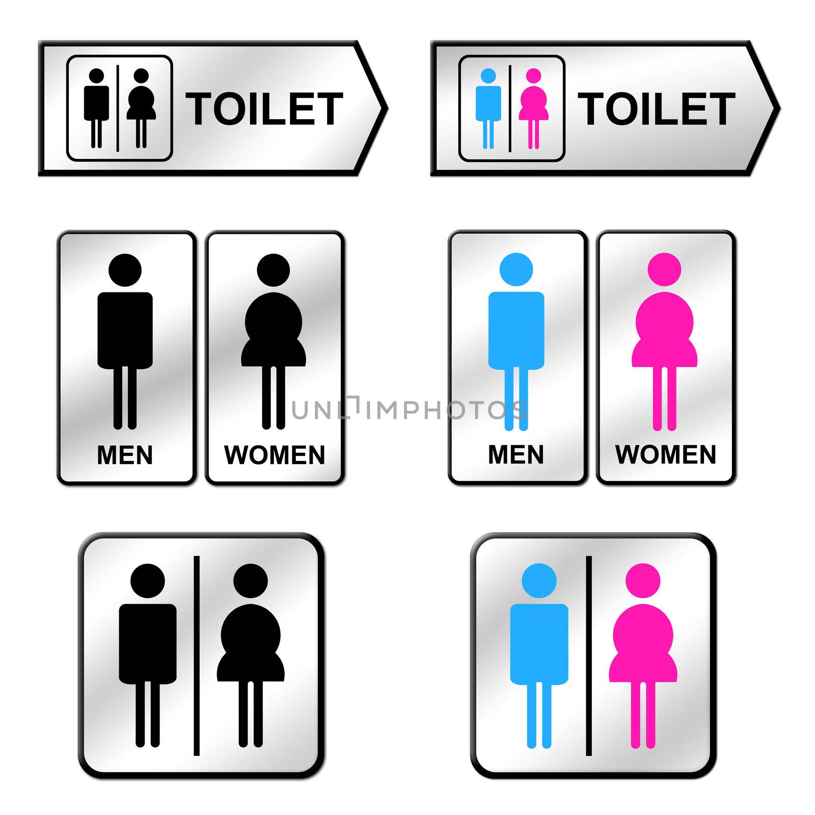 6 silver toilet sign by geargodz