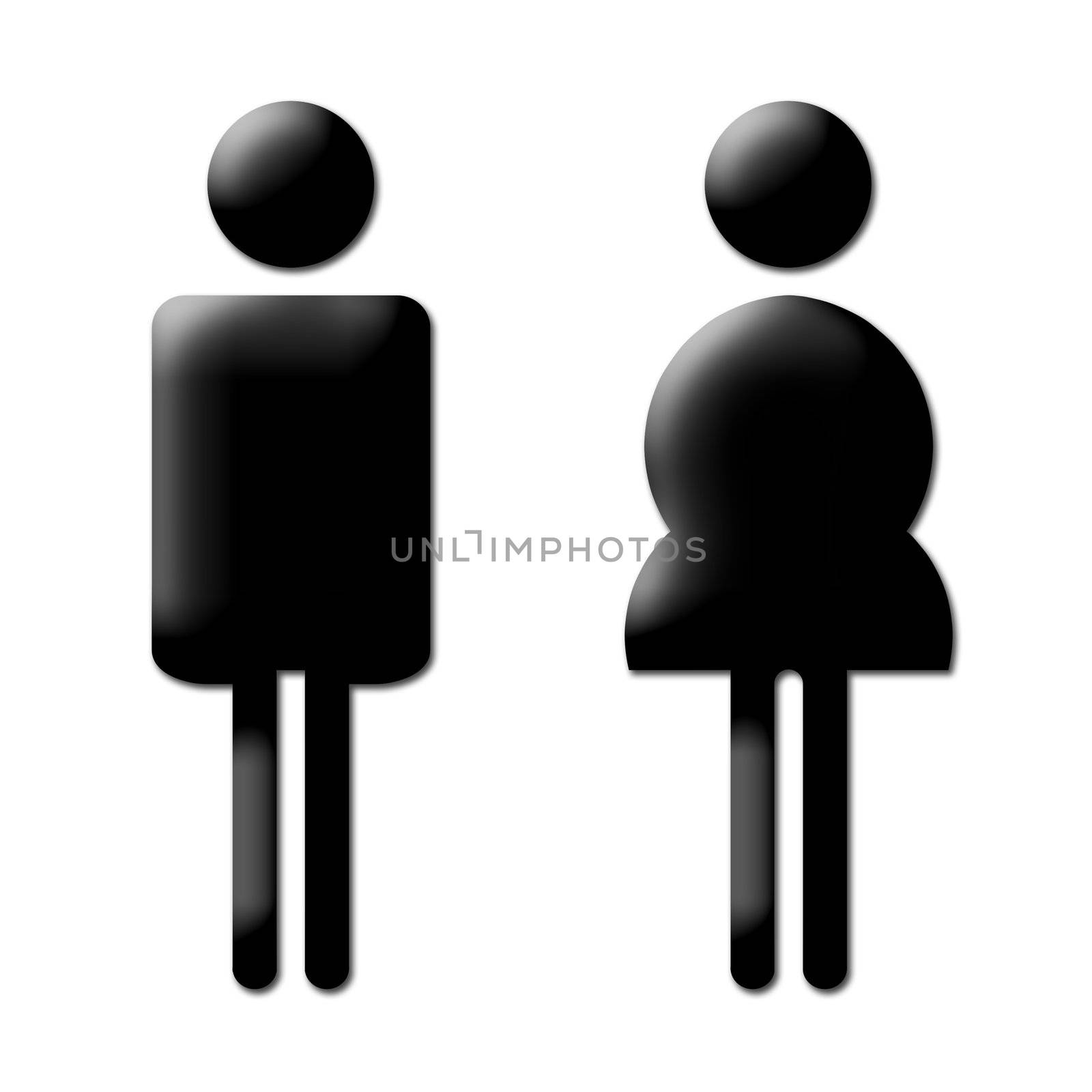 3D male and female sign on white