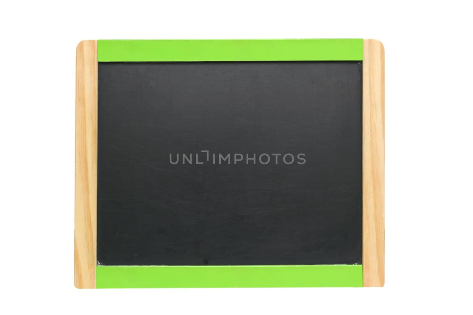 blackboard with wooden frame isolated over white background
