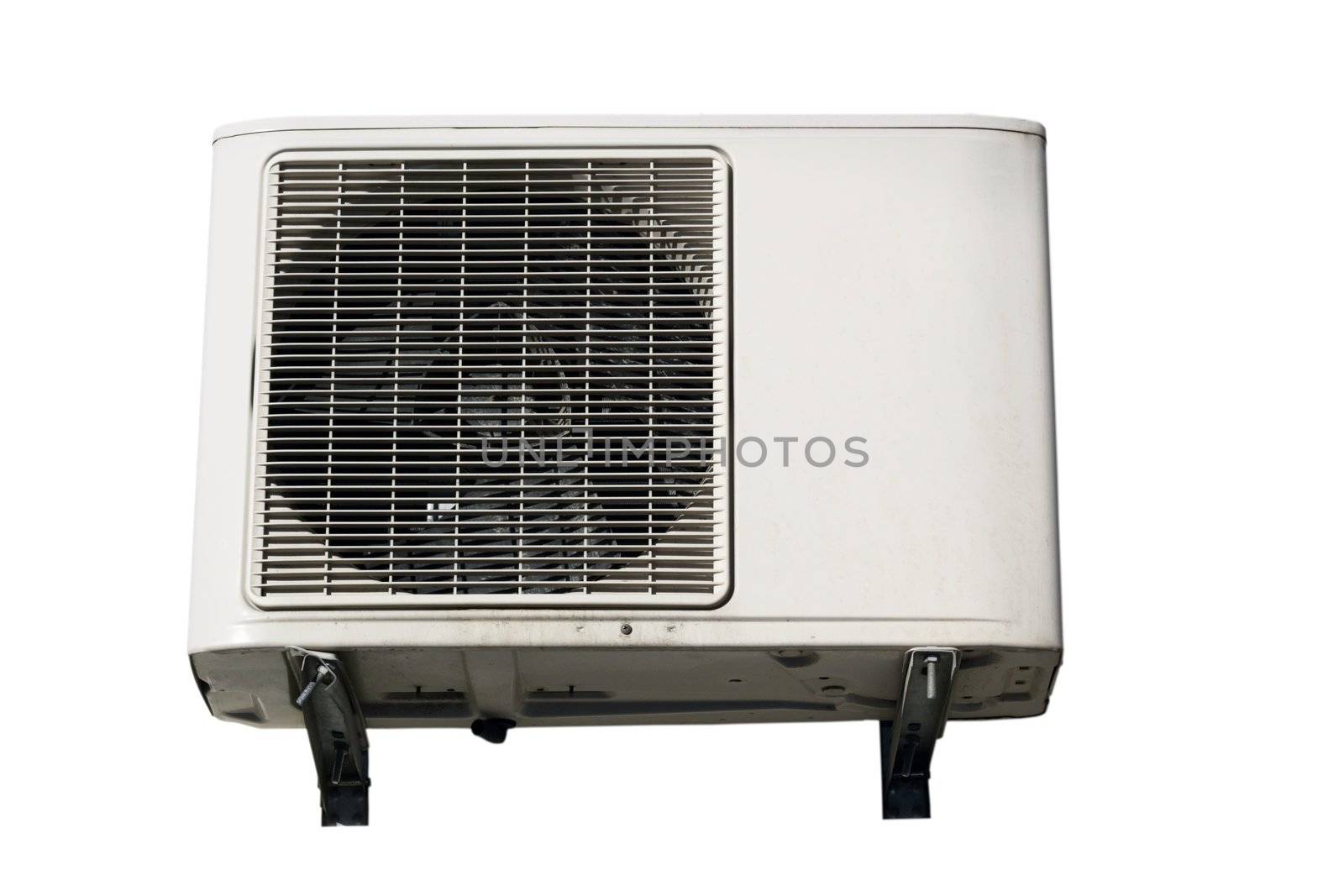 old air conditioner equipment isolated over white background