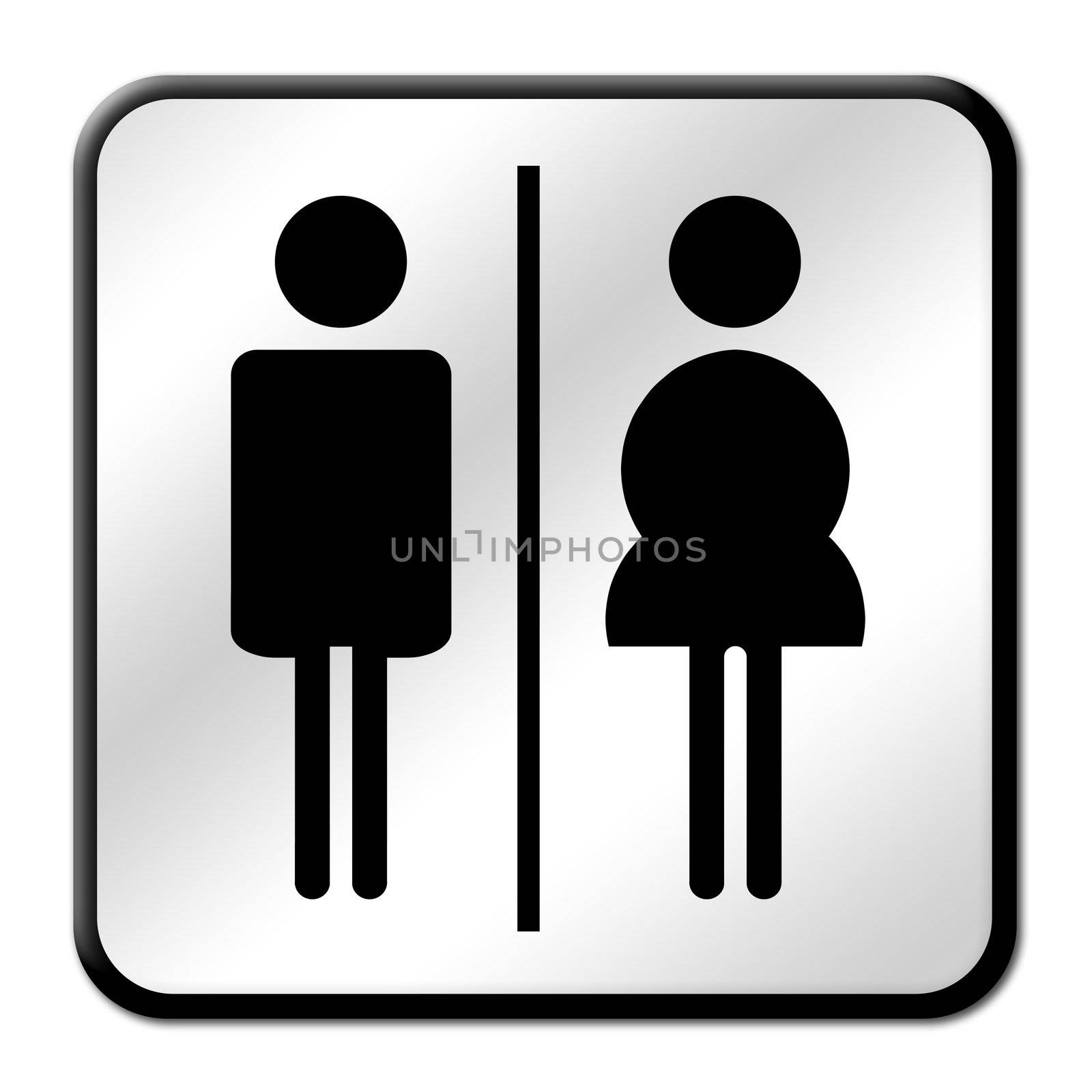 Man & Woman restroom sign on white