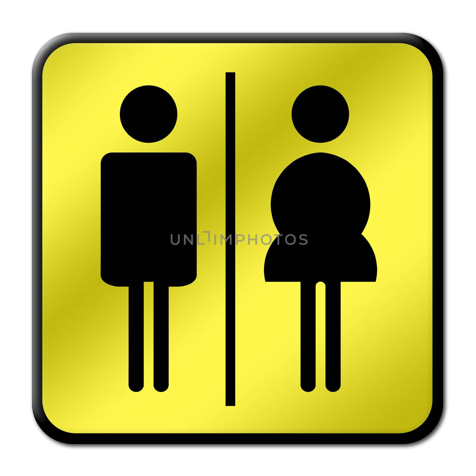 Man & Woman restroom sign on white