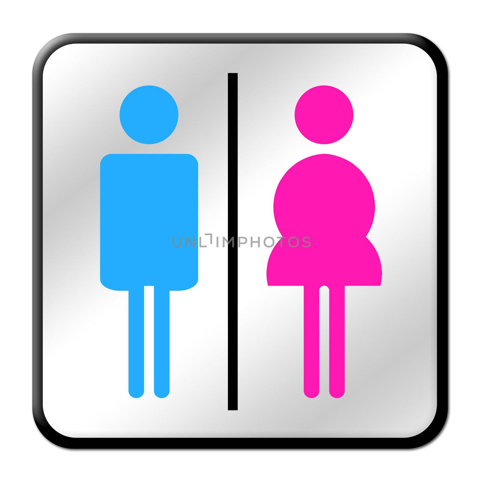 Colored Man & Woman restroom sign by geargodz