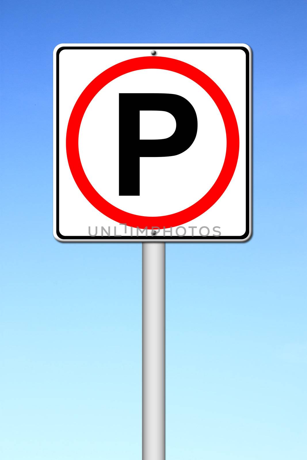 Parking sign over a blue sky