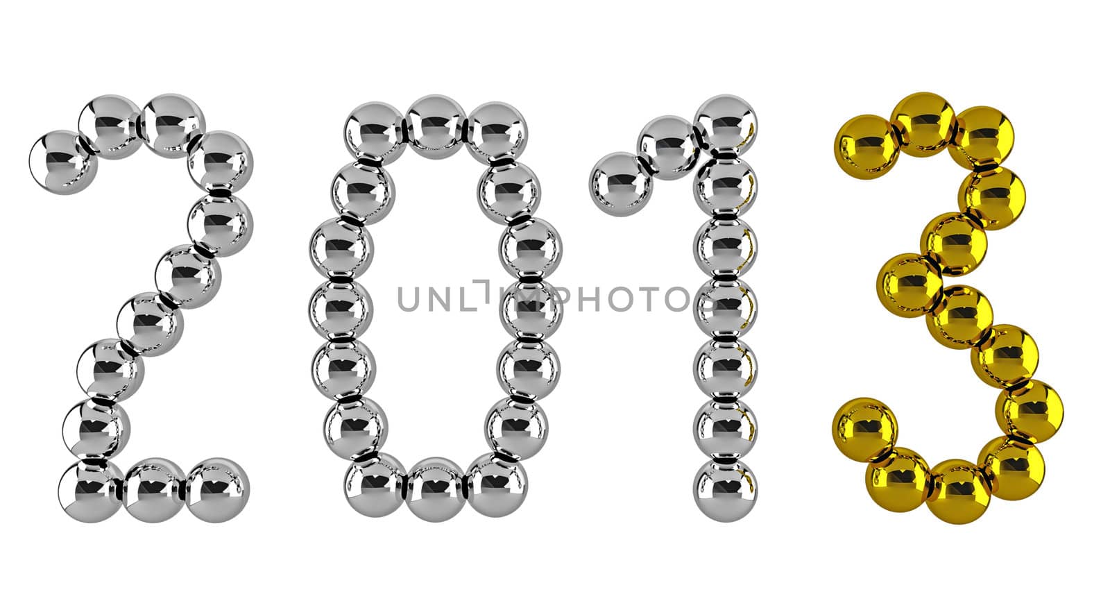 Date of new year 2013 made of metal balls