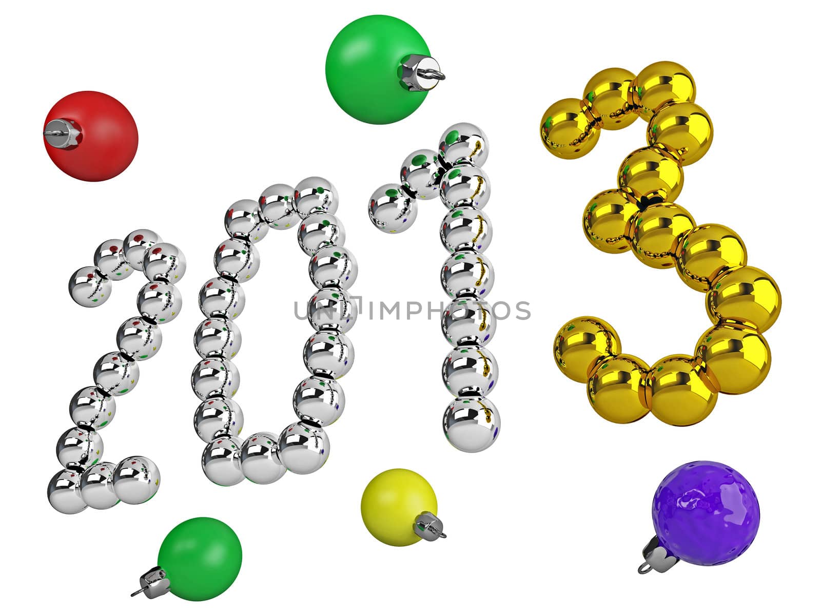 Date of new year 2013 made of metal balls