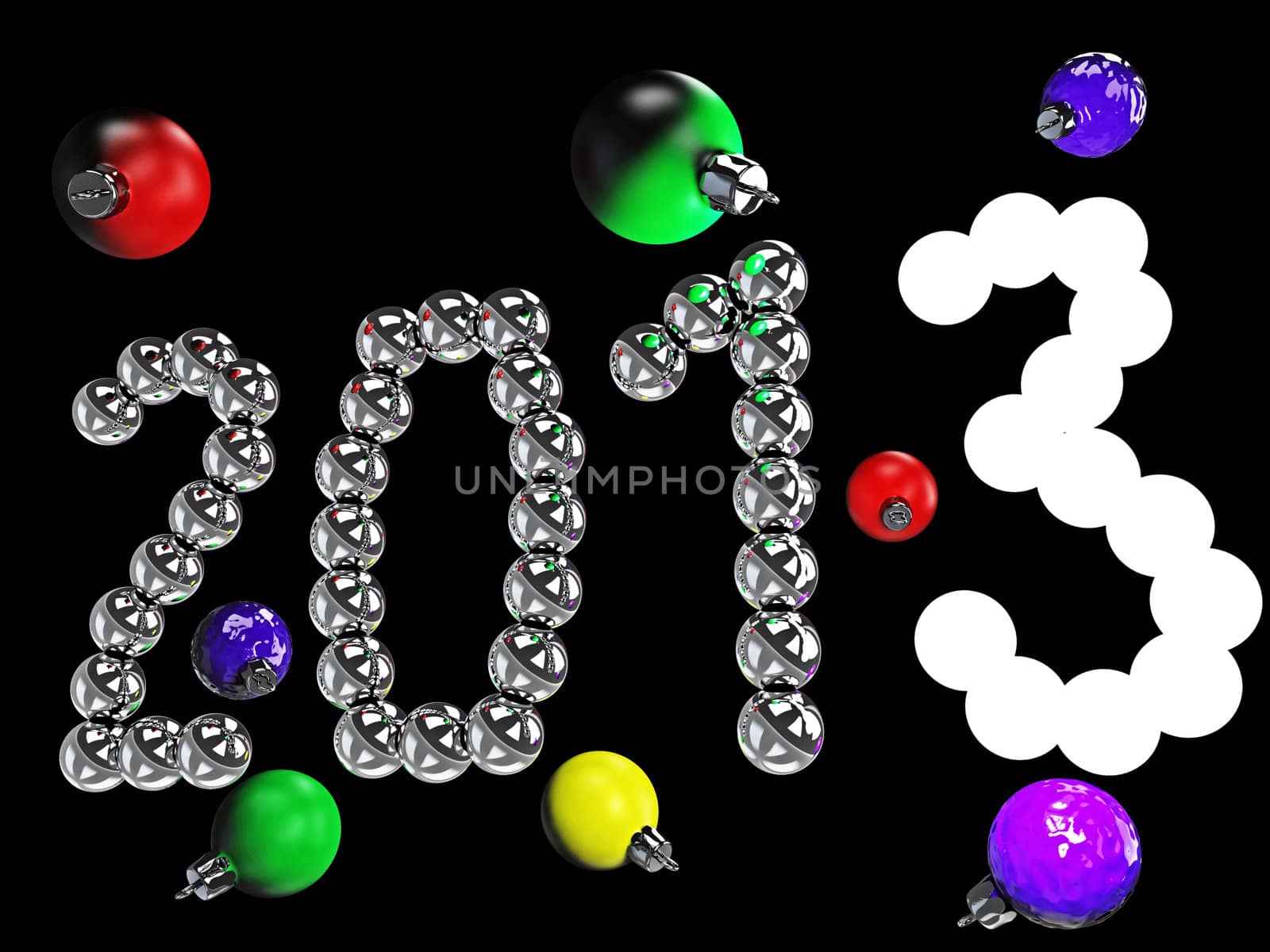 Date of new year 2013 made of metal balls