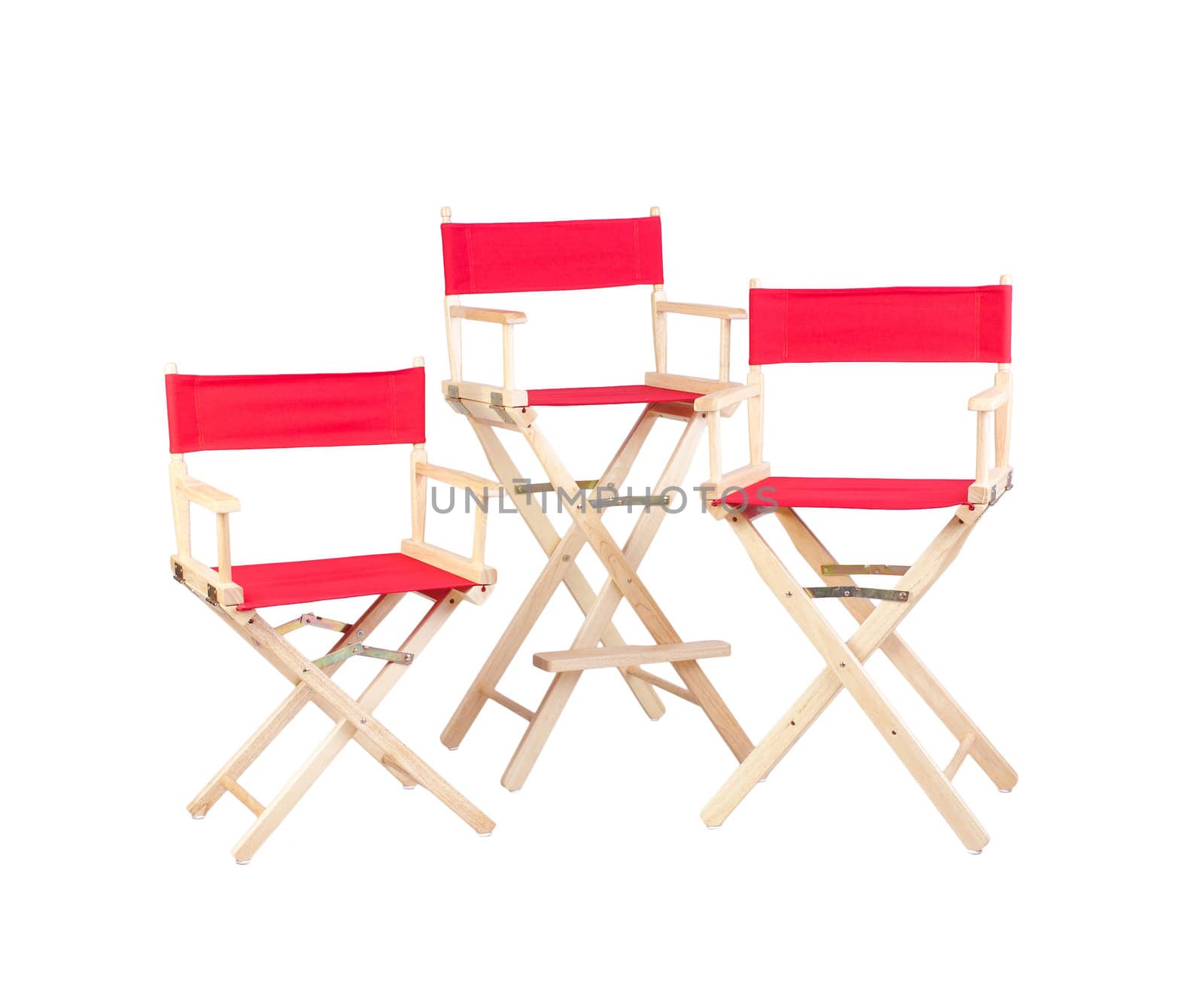 Red film director chair isolated on white 