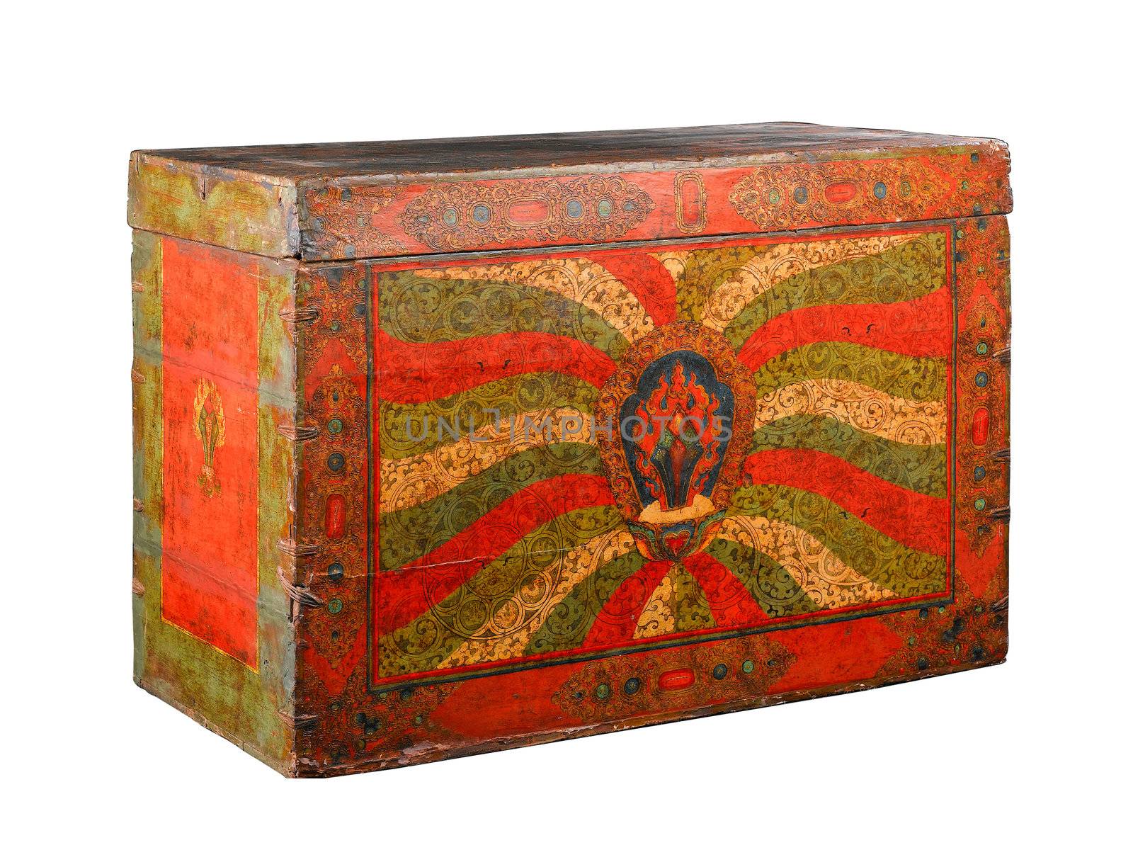 Tibetan stuff ancient buddhism bible box isolated