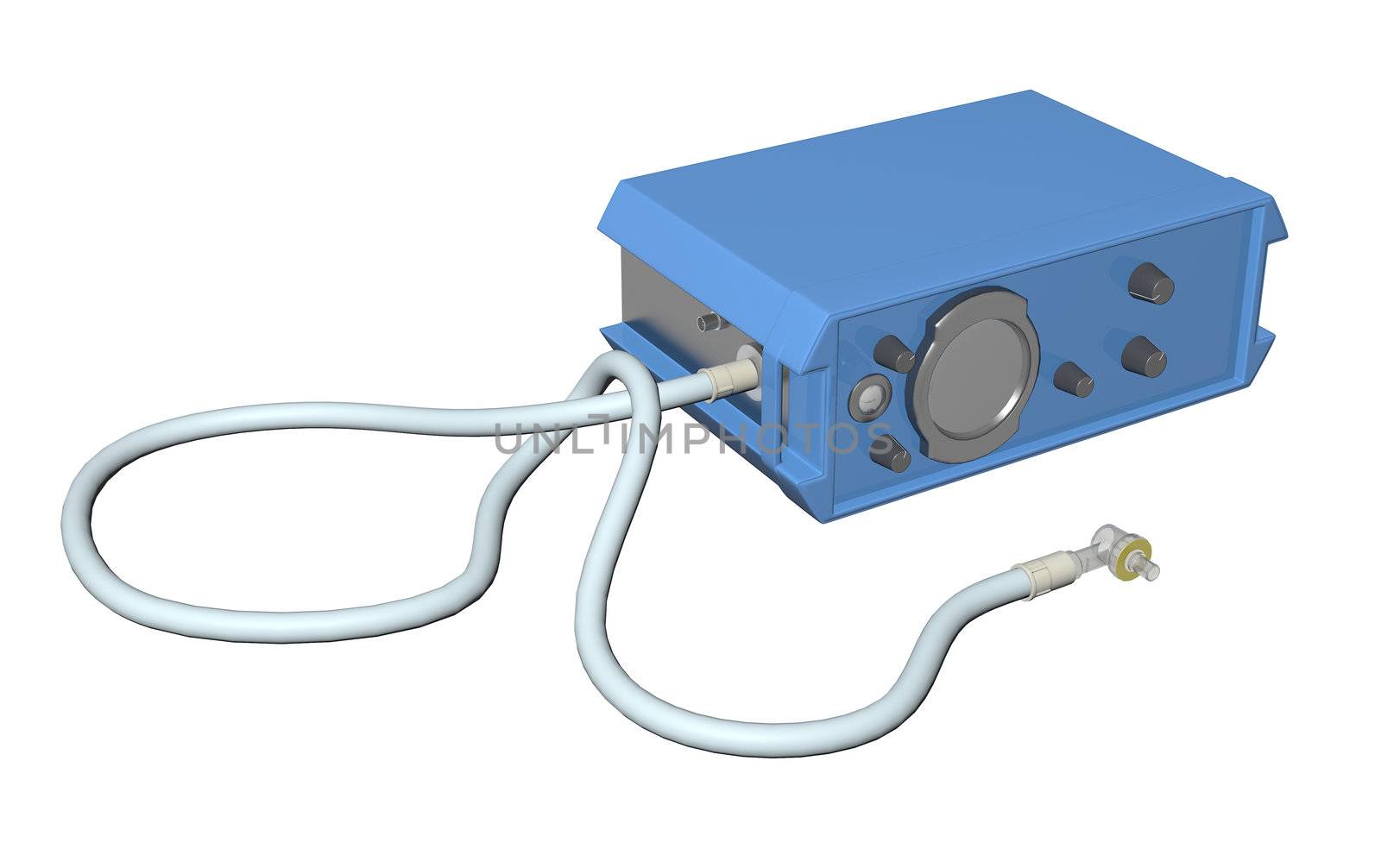 EGC or electrocardiogram device or cardiograph, 3D illustration, isolated against a white background.