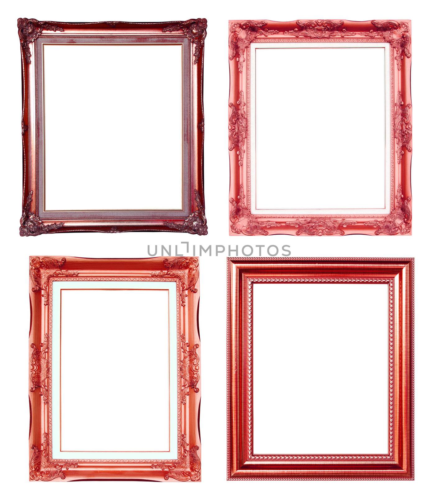 4 copper frame on white background