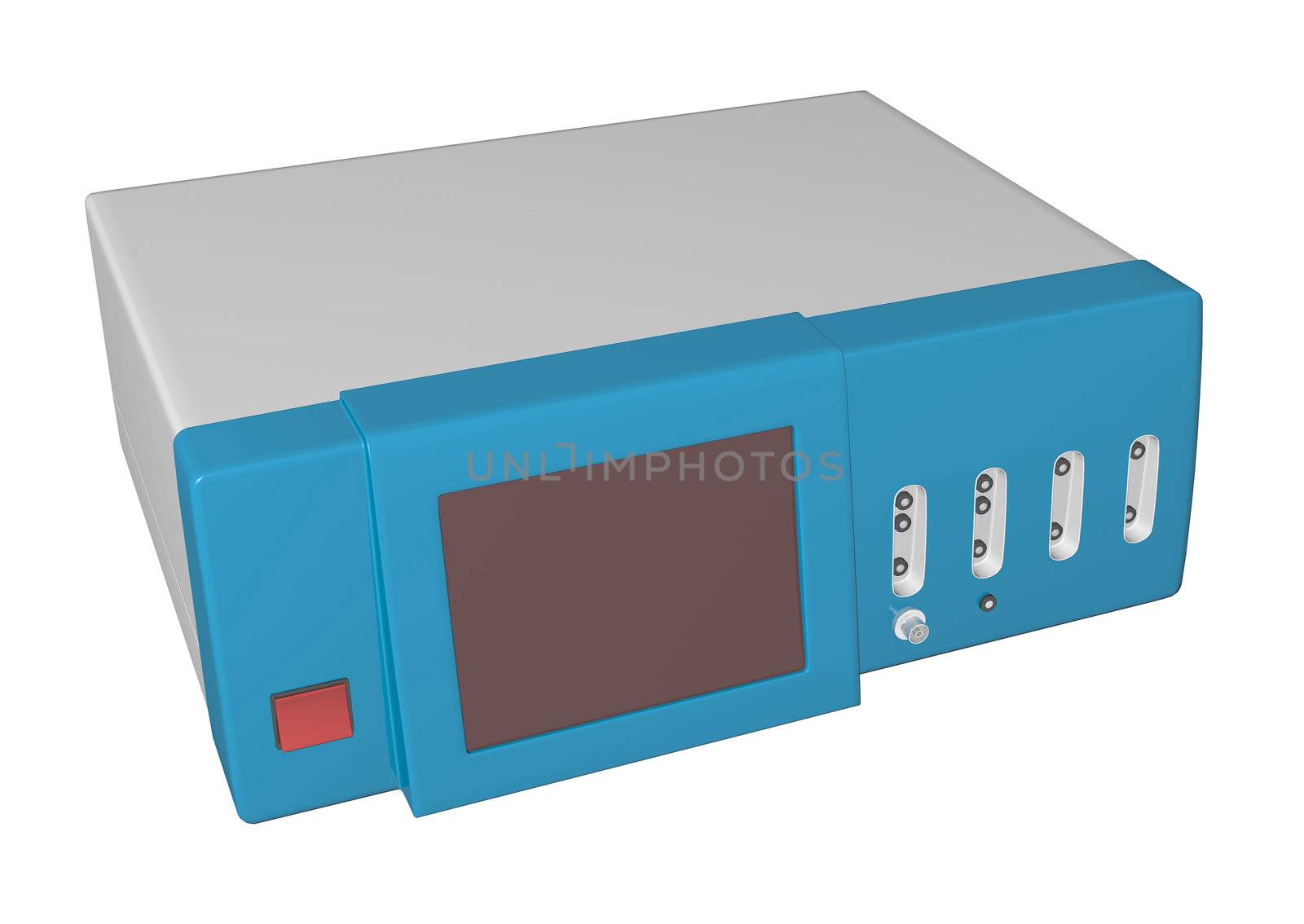 EGC or electrocardiogram device or cardiograph, 3D illustration, isolated against a white background.