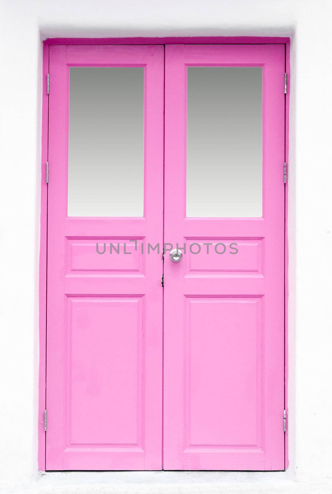 pink Greek Style door on wall