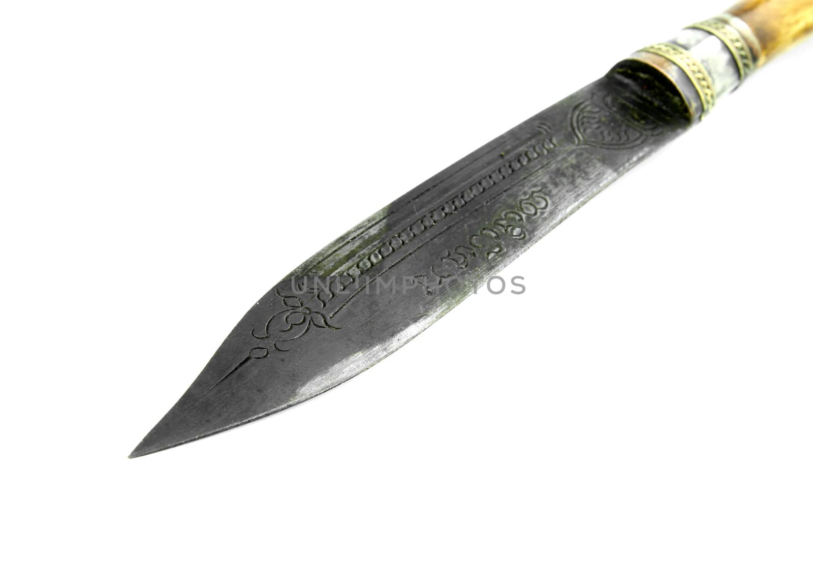 Close-up Thai traditional knife on white background