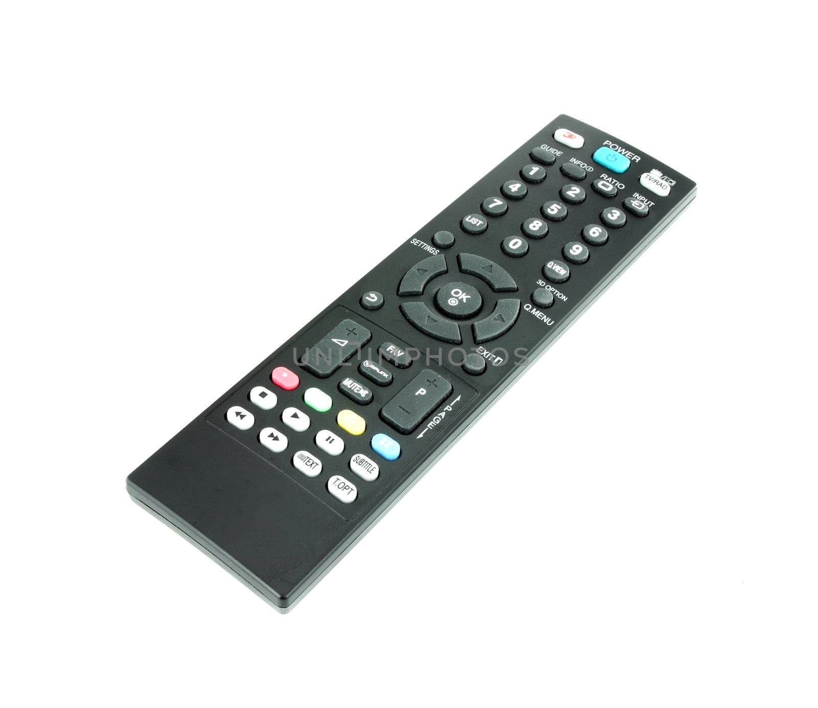 modern tv remote on white background