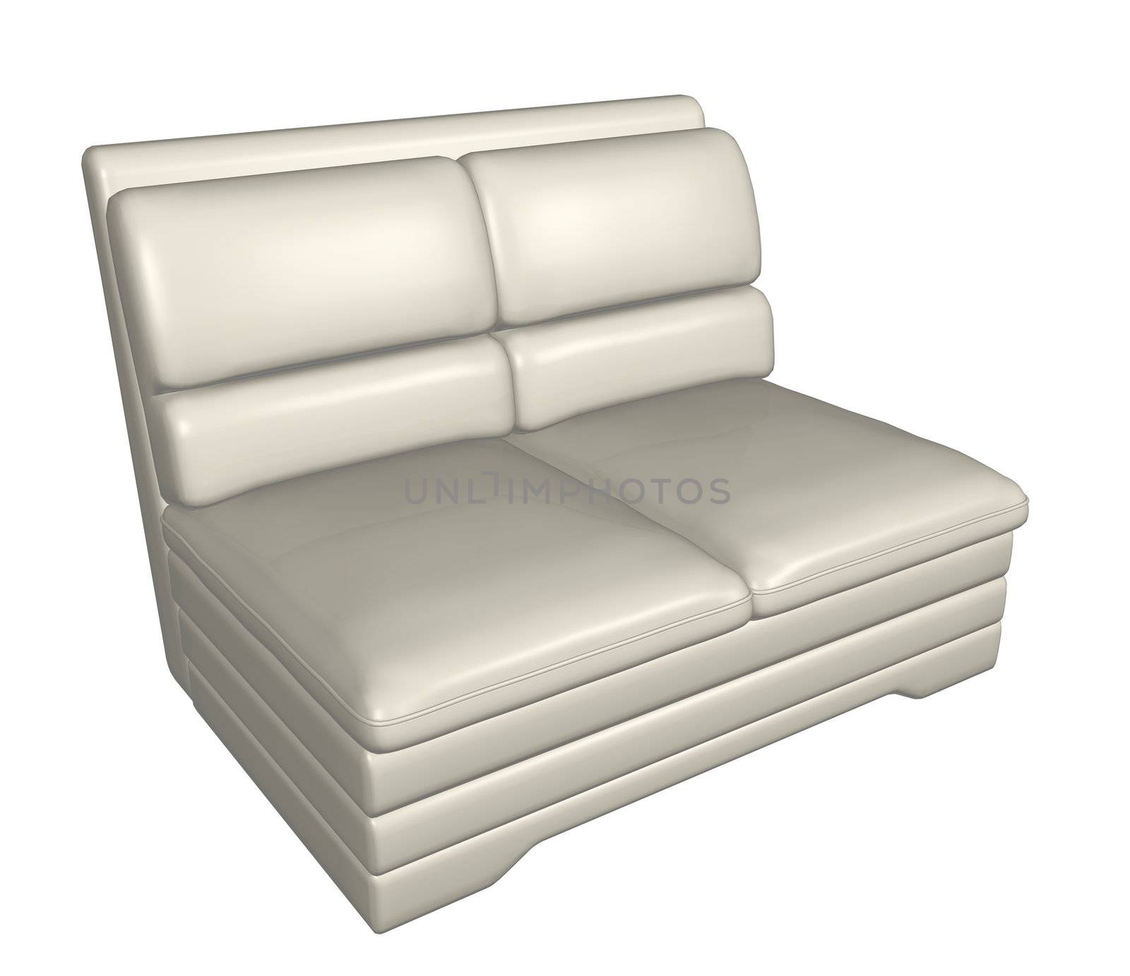 Two-seater all-leather sofa, 3D illustration by Morphart