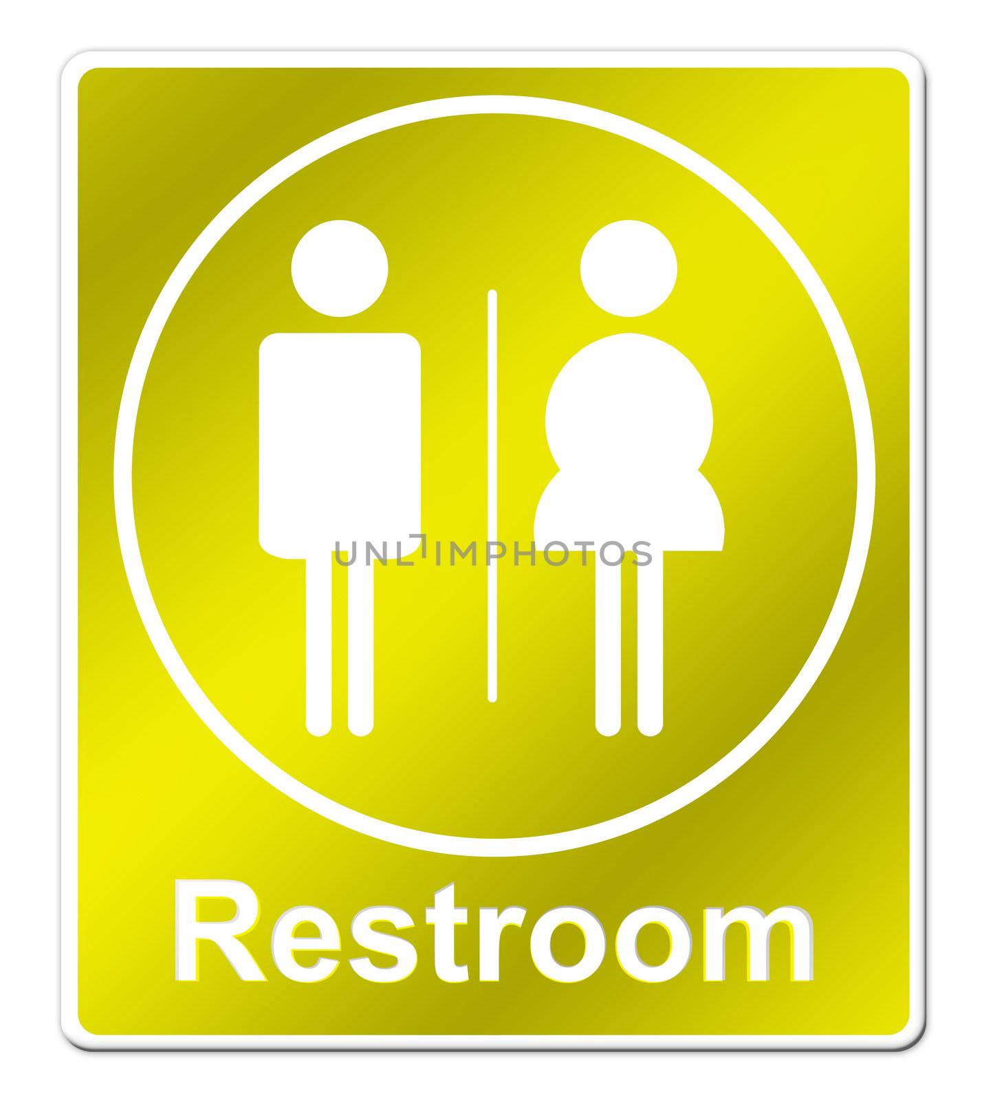 Restroom sign on white background