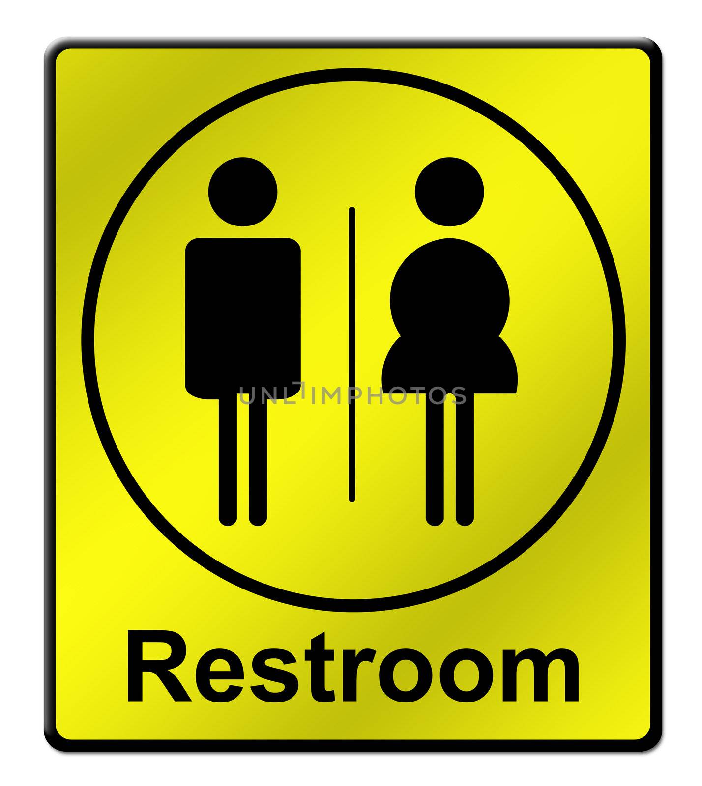 Restroom sign on white background