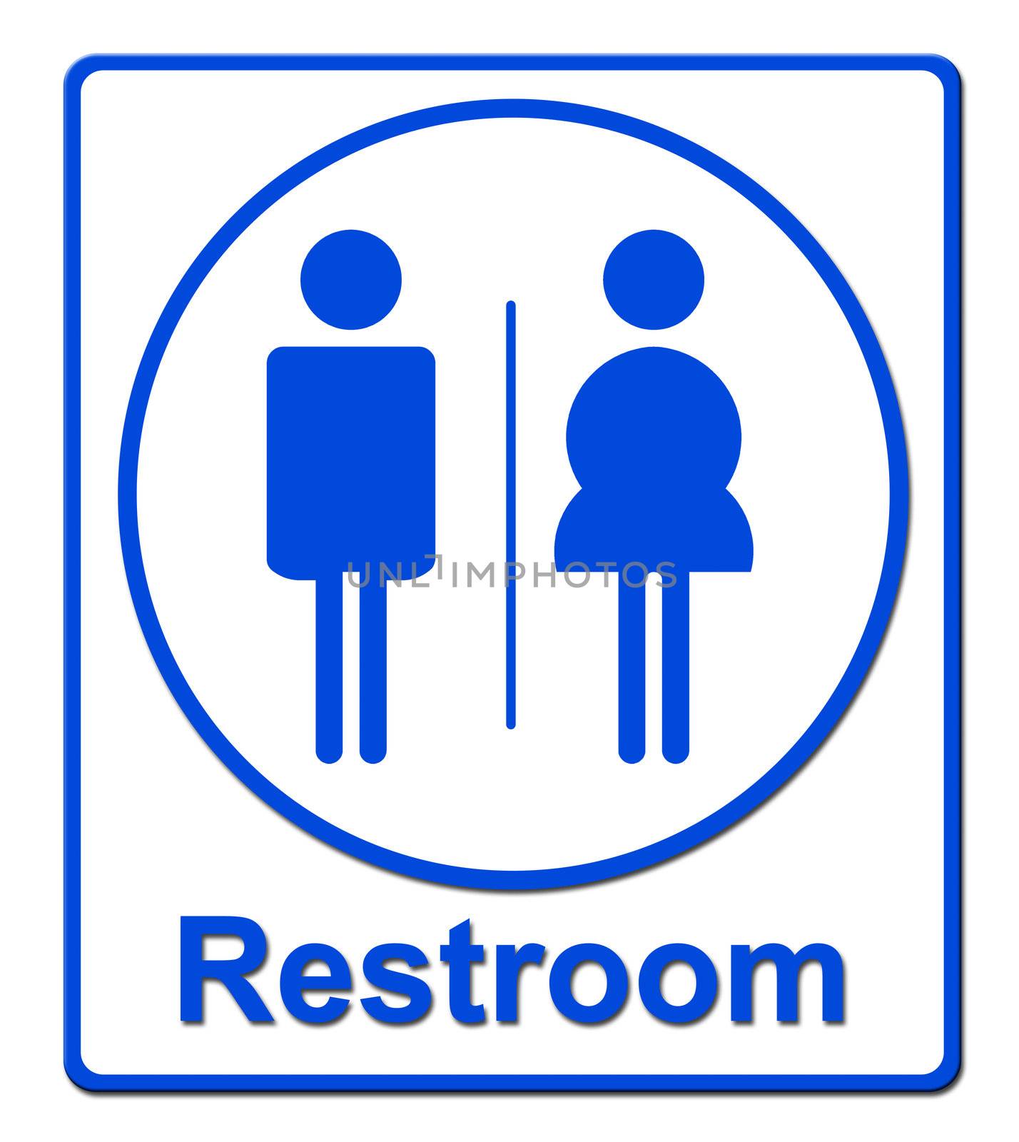 Restroom sign on white background